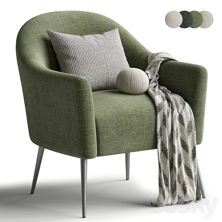 Annabelle Upholstered Armchair 3D Model Free Download
