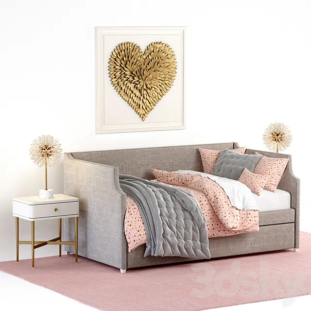 ANNIKA UPHOLSTERED DAYBED WITH TRUNDLE. Restoration Hardware 3DModel ANNIKA UPHOLSTERED DAYBED WITH TRUNDLE. Restoration Hardware 3DModel