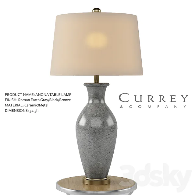 Anona Table Lamp – Currey & Company 3D Model Anona Table Lamp – Currey & Company 3D Model