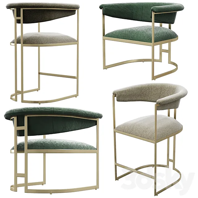 Anouka armchair and barstool from hamilton conte 3D Model Anouka armchair and barstool from hamilton conte 3D Model