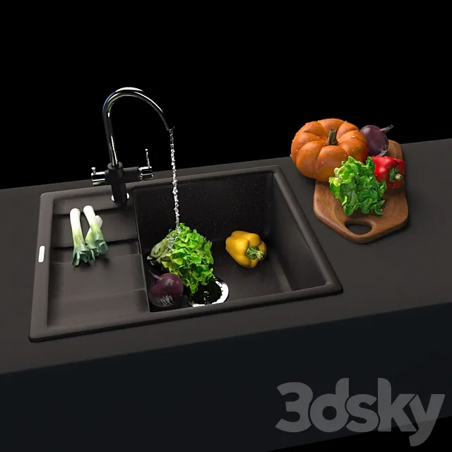 Anthracite kitchen 3D Model