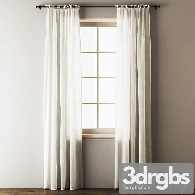 Anthropologie tie-top linen curtains 3D Model Download
