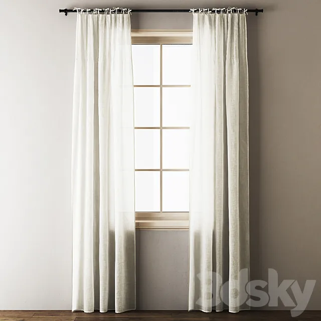 Anthropologie Tie-top Linen Curtains 3D Model