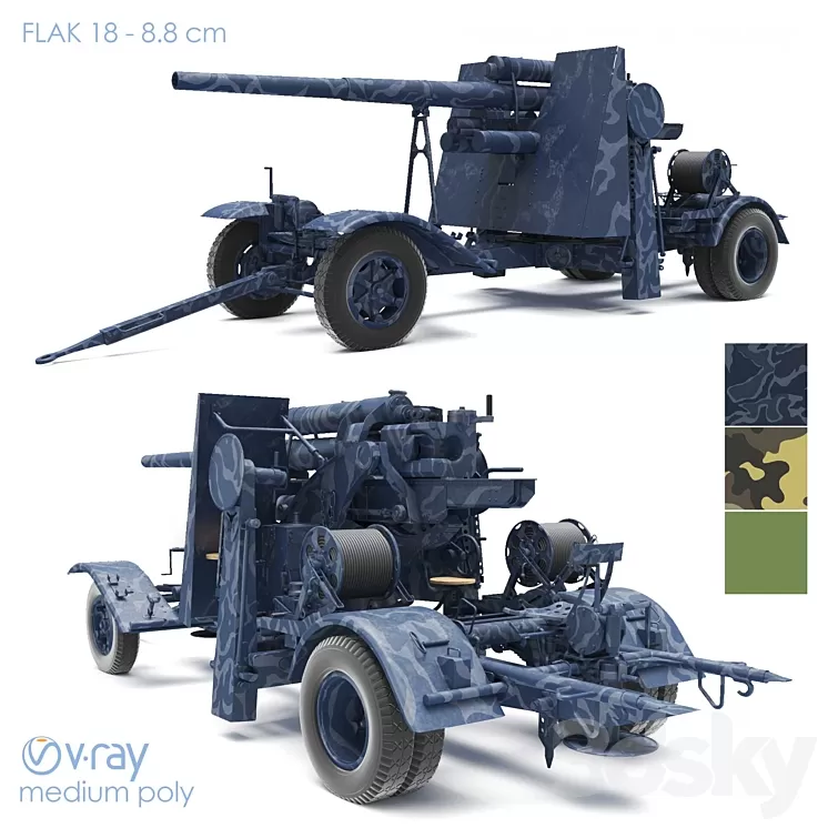 Anti-aircraft gun 3D Model