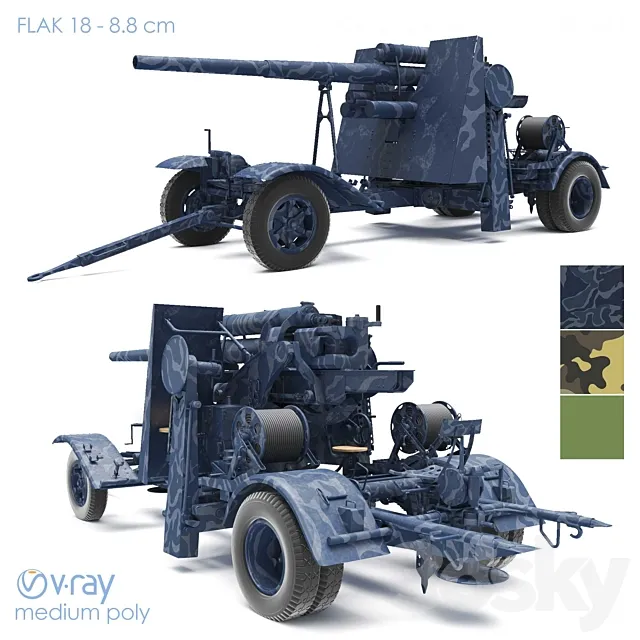 Anti-aircraft gun 3DModel Anti-aircraft gun 3DModel