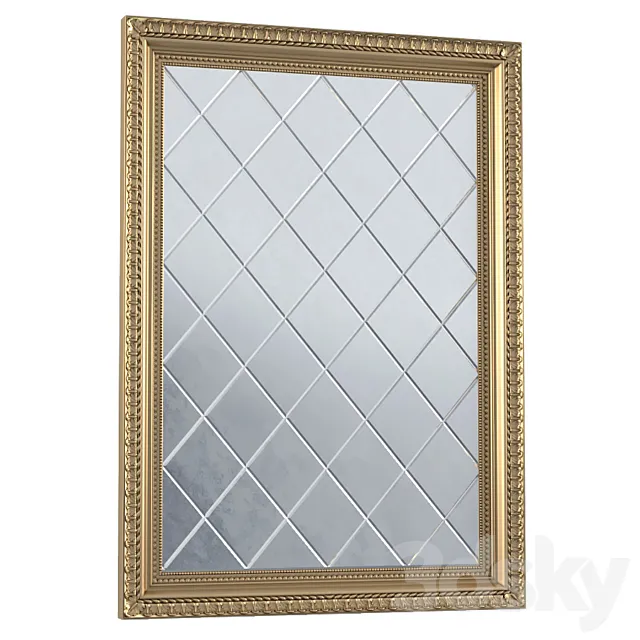 Antique beveled mirror in classic frame. Beveled Accent Mirror 3DModel