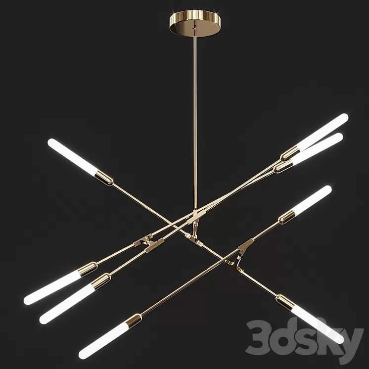 Antique Brass Wands LED Chandelier 3D Model Antique Brass Wands LED Chandelier 3D Model