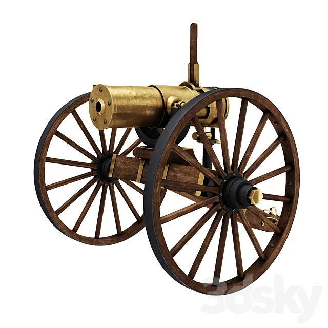 Antique Bronze Gun 3D Model Antique Bronze Gun 3D Model
