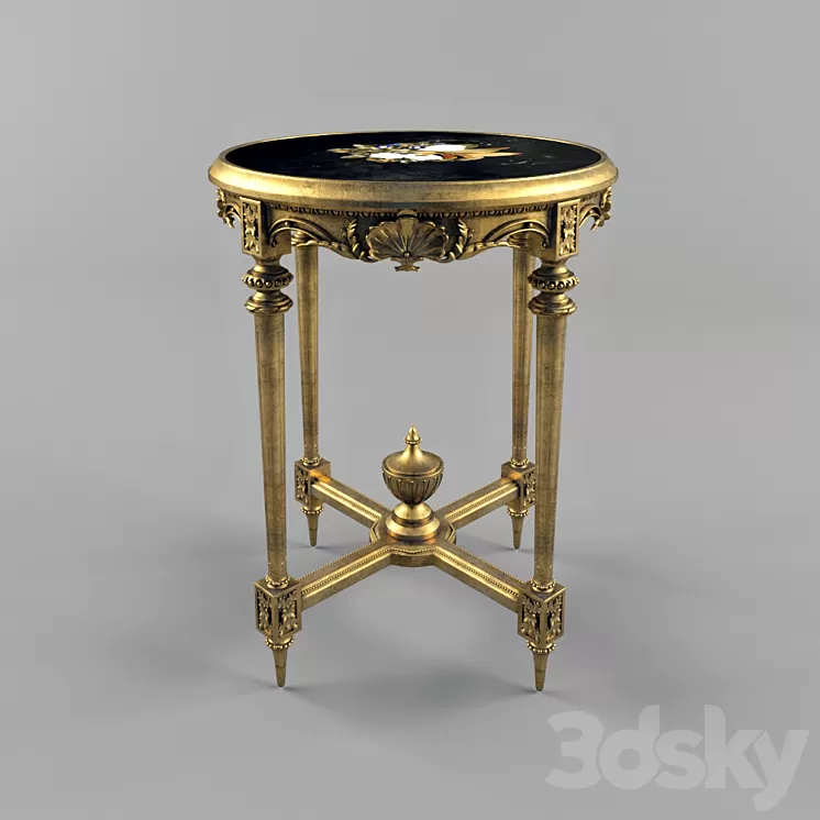 Antique French Giltwood Marble Top Side Table 3D Model Antique French Giltwood Marble Top Side Table 3D Model