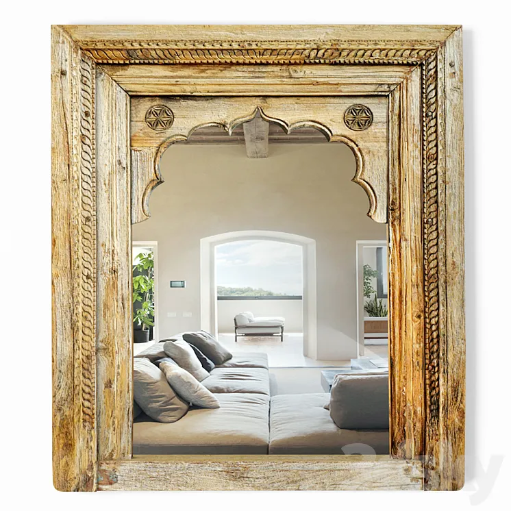 Antique Raja Window Mirror 3D Model Free Download