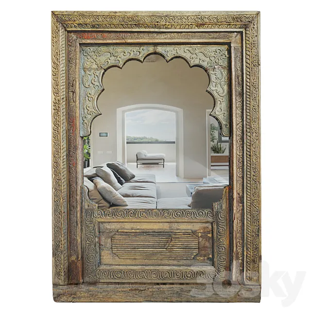 Antique Rajasthan Balcony Mirror 3D Model