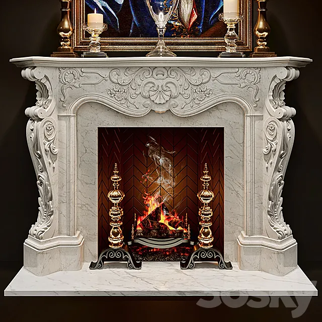 Antique Rococo Fireplaces – Louis XV 3D Model