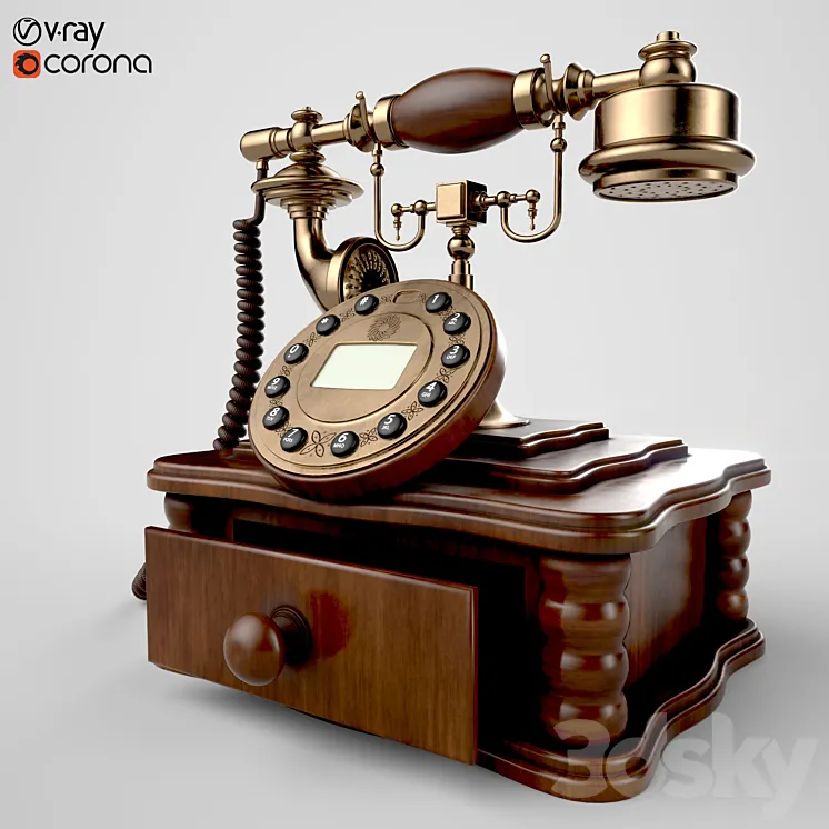 Antique telephone 3D Model Free Download