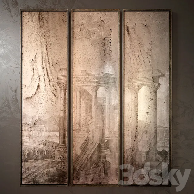 Antiqued Mirrored Views 3D Model Antiqued Mirrored Views 3D Model