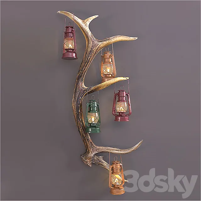 Antler oil lamp 3D Model