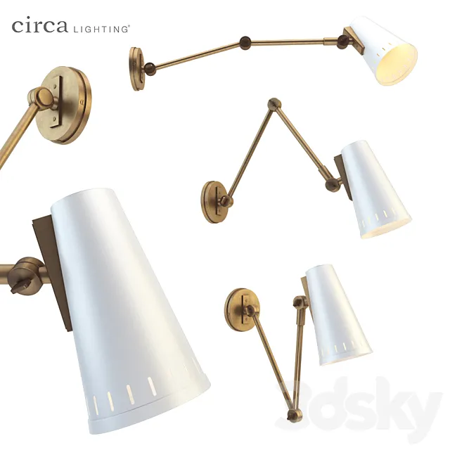 Antonio Adjustable Two Arm Wall Lamp 3D Model