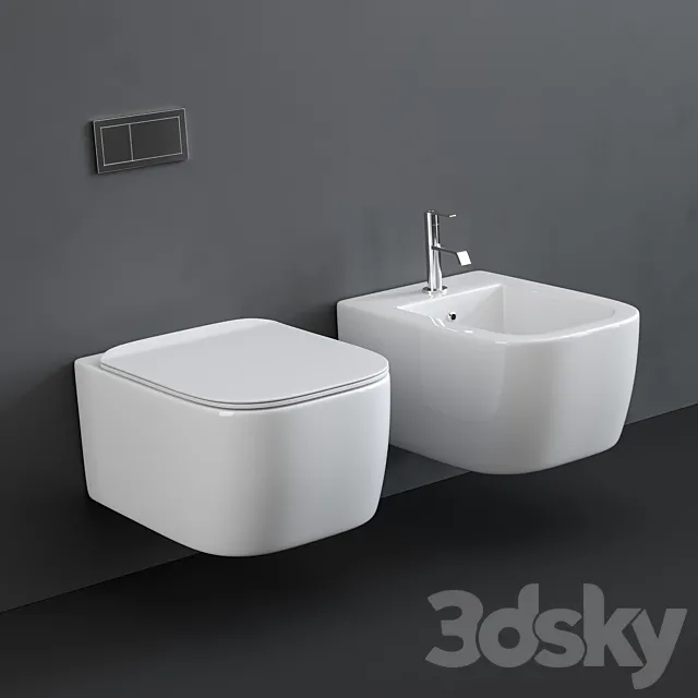 Antonio Lupi Komodo Wall Hung Toilet and Bidet 3DModel