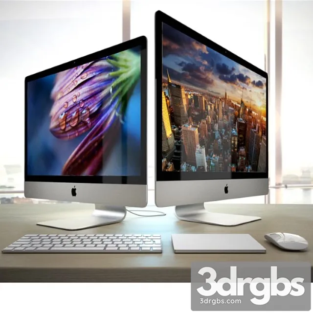 Apple Imac 2015 4k 5k Retina With Accessories 1 3D Model Download