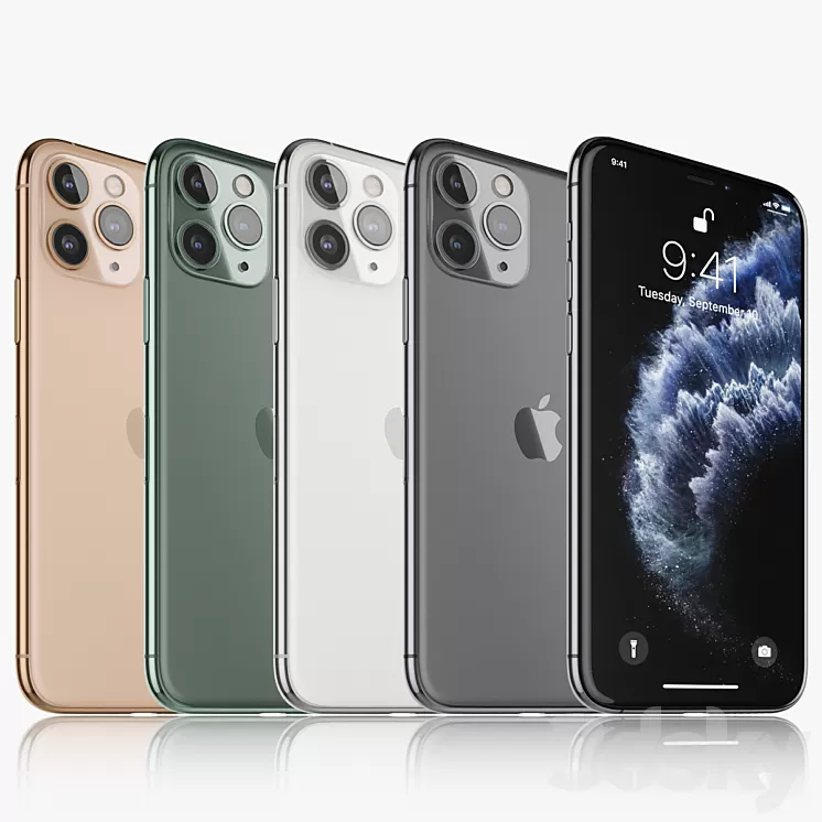 Apple iPhone 11 pro all colors 3D Model