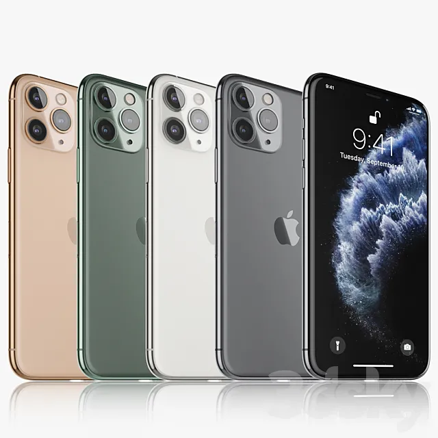 Apple iPhone 11 pro all colors 3DModel
