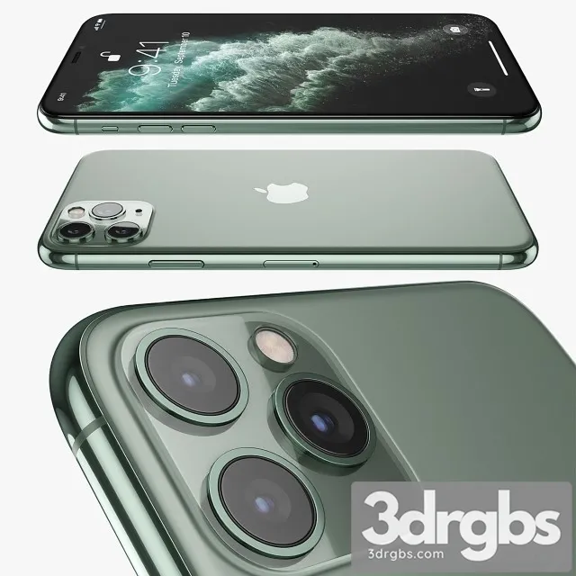 Apple Iphone 11 Pro Max Midnight Green 3D Model Download
