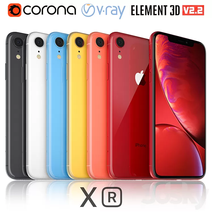Apple iPhone Xr All colors 3D Model