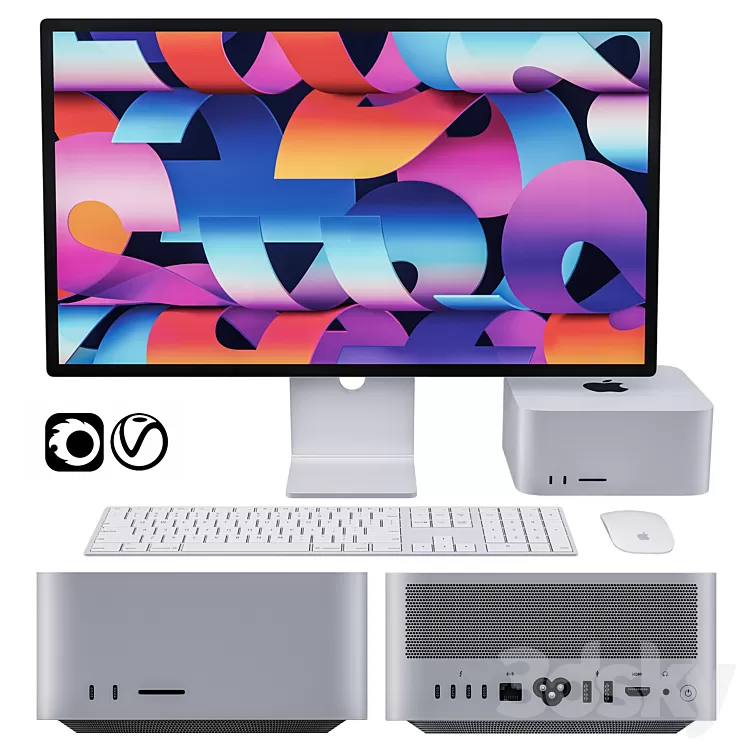 Apple Mac Studio with Studio Display 3D Model Free Download