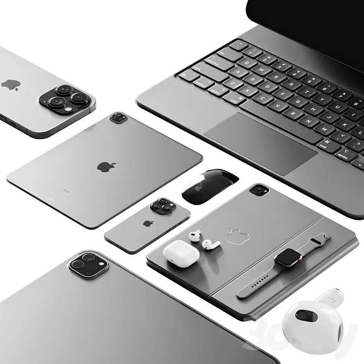 Apple Set 2 3D Model Free Download