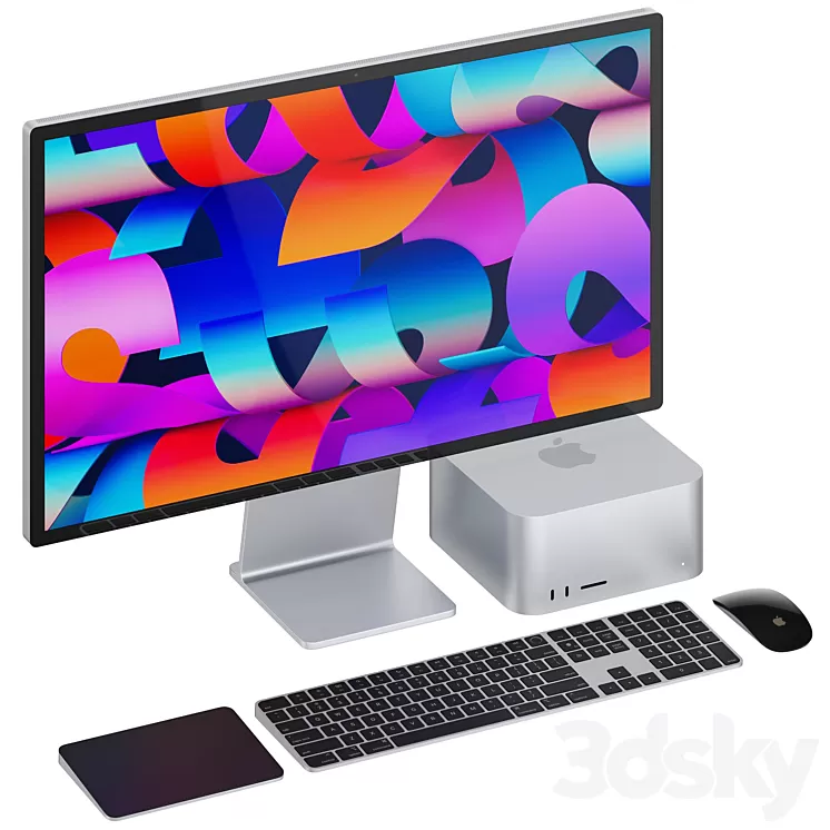 Apple Studio Display and Mac studio full set 3D Model Free Download