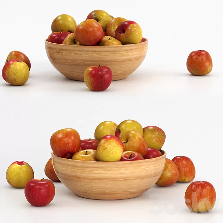 Apples in the bowl. 3D Model