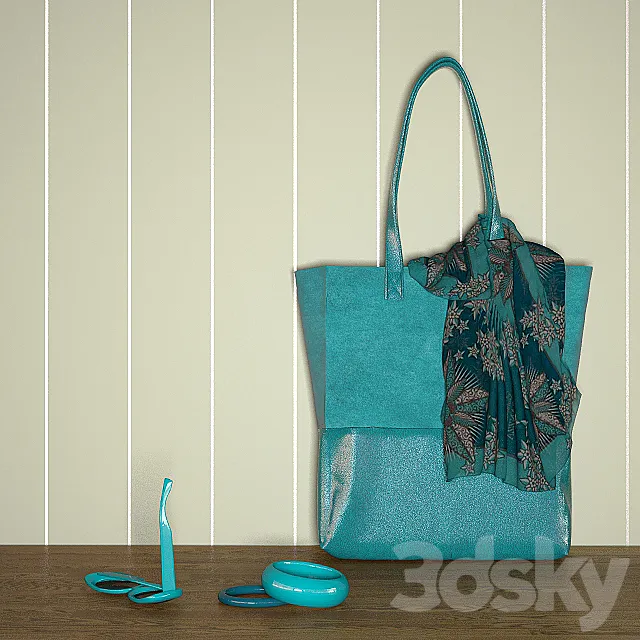 Aqua bag with accessories 3D Model Aqua bag with accessories 3D Model