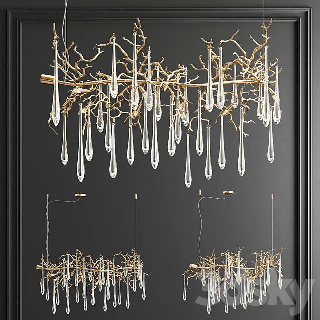 Aqua Horizontal Chandelier by Serip Lighting 3DModel