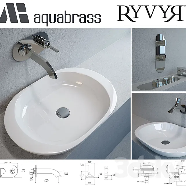 Aquabrass – set + sink faucets RYVYR 3DModel Aquabrass – set + sink faucets RYVYR 3DModel