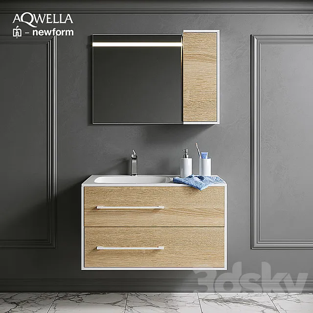 Aqwella bathroom suite with Newform decor 3D Model Aqwella bathroom suite with Newform decor 3D Model