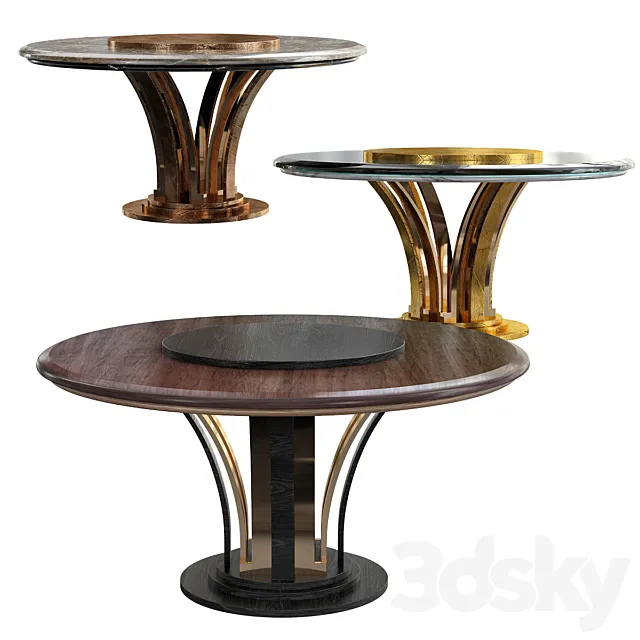AR Arredamenti WALNUT WOOD ROUND DINING TABLE 3DModel
