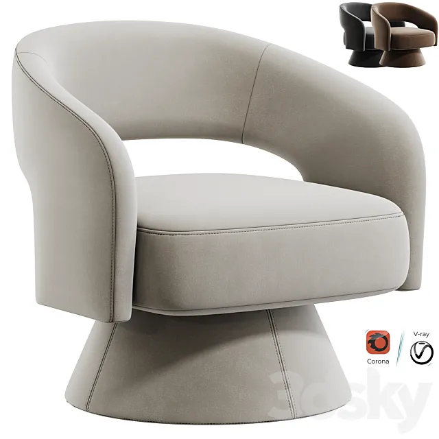 Aracelly Upholstered Swivel Barrel Chair 3DModel Aracelly Upholstered Swivel Barrel Chair 3DModel