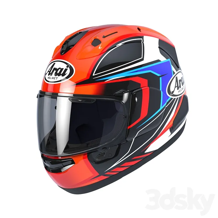 ARAI RX-7V MAZE RED \/ FROST BLACK motorcycle helmet 3D Model Free Download