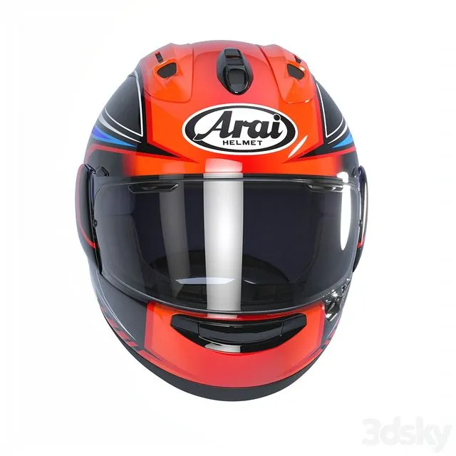 ARAI RX-7V MAZE RED FROST BLACK motorcycle helmet 3D Model