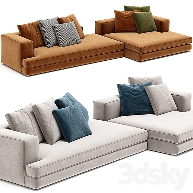 ARBITER Sofa with chaise longue By Maxalto 3D Model
