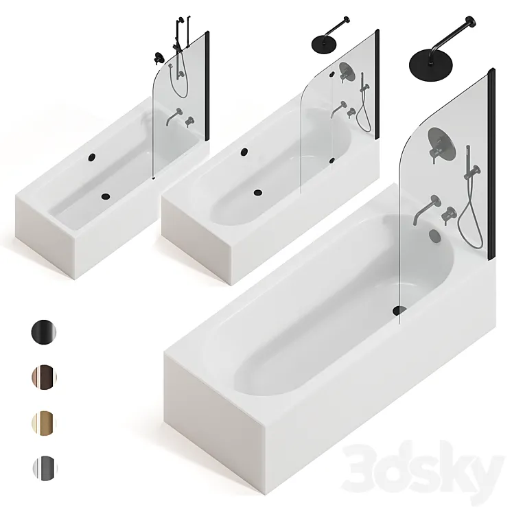 Arblu bath screens + Villeroy & boch bathtubs + Paffoni taps 3D Model Free Download Arblu bath screens + Villeroy & boch bathtubs + Paffoni taps 3D Model Free Download