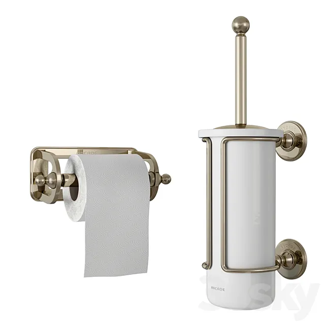 Arcade Paper roll and china brush holder 3D Model