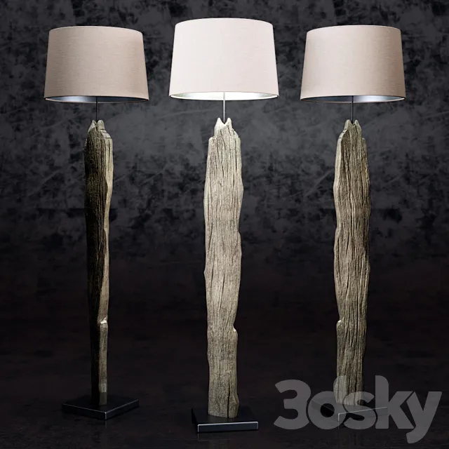 Arcadia Buffed Natural Driftwood Floor Lamp 3D Model Arcadia Buffed Natural Driftwood Floor Lamp 3D Model