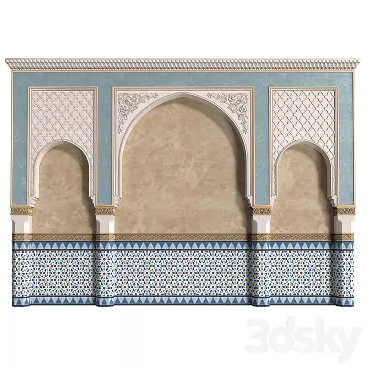 Arch in oriental style. Arab decorative wall. Arabic wall.Oriental Wall paneling 3D Model Free Download Arch in oriental style. Arab decorative wall. Arabic wall.Oriental Wall paneling 3D Model Free Download