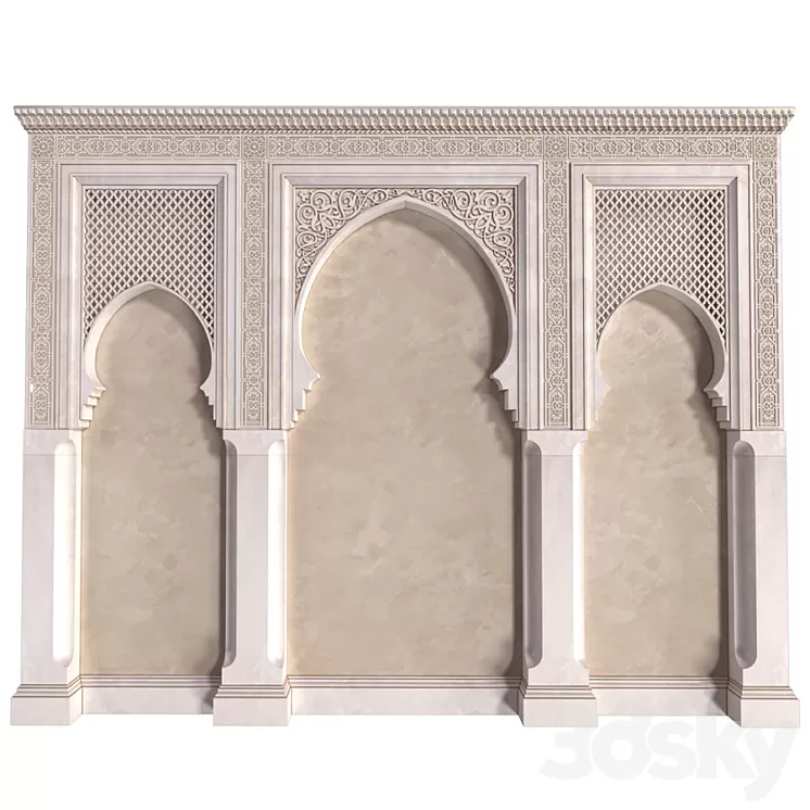 Arch in oriental style. Arab decorative wall. Arabic wall.Oriental Wall paneling 3D Model Free Download Arch in oriental style. Arab decorative wall. Arabic wall.Oriental Wall paneling 3D Model Free Download