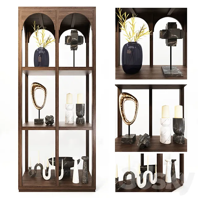 Arched shelving with decor 3D Model