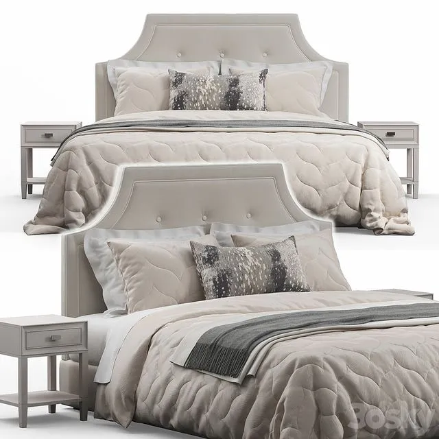 Arched Tufted Headboard Bed 3D Model