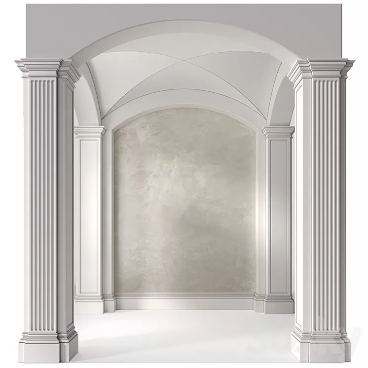 Arched Vaulted Gallery Decorative plaster 3D Model Arched Vaulted Gallery Decorative plaster 3D Model
