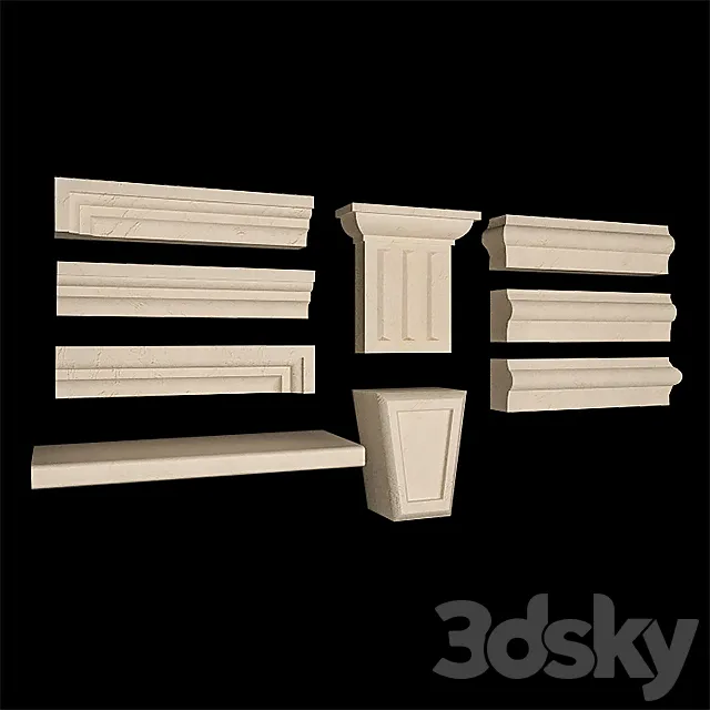 Architectural elements in the Chamotte texture 3D Model Architectural elements in the Chamotte texture 3D Model