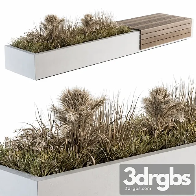Architecture Bench With Plants 07 2 3D Model Download