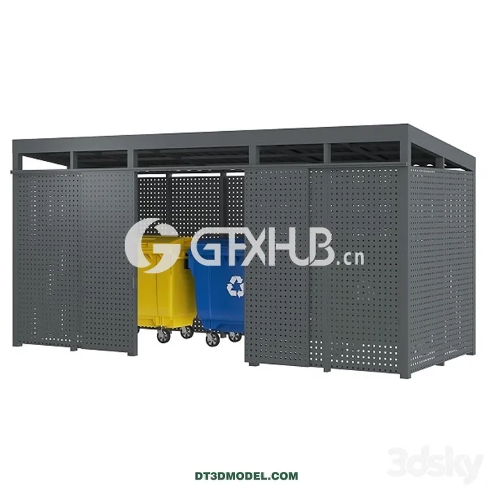 Architecture – Building – Garbage bins Metal box
